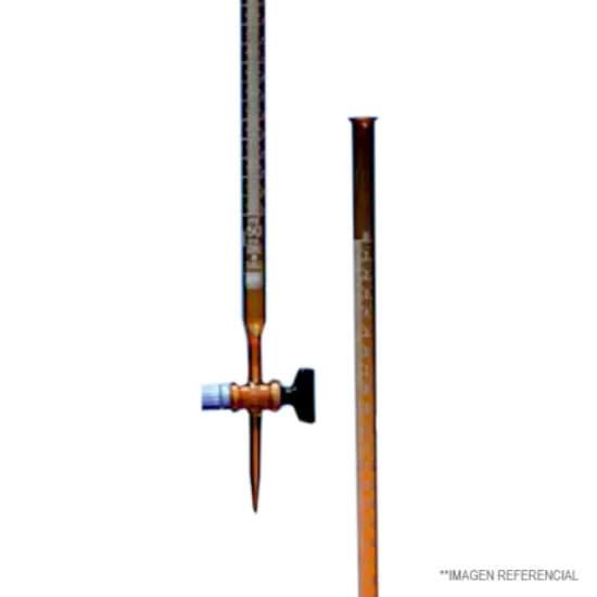 Bureta rect,color caramelo,robinete de PTFE, con certificado de lote