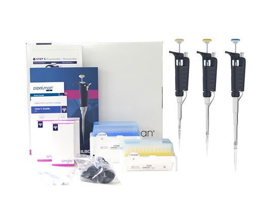 Kit de 3 pipetas Gilson 2-20µl, 20-200µl y 100-1.000µl