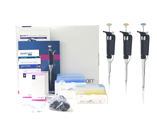 Kit de 3 pipetas Gilson 2-20µl, 20-200µl y 100-1.000µl