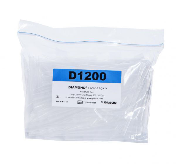 Tips DIAMOND EASYPACK Gilson Pipetman, no estériles, bolsa x 1.000u