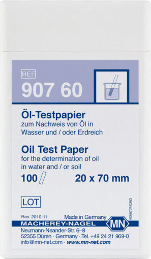 Papel de prueba Oil Test para la determinación cualitativa de Hidrocarburos en aguas y suelos x 100u.