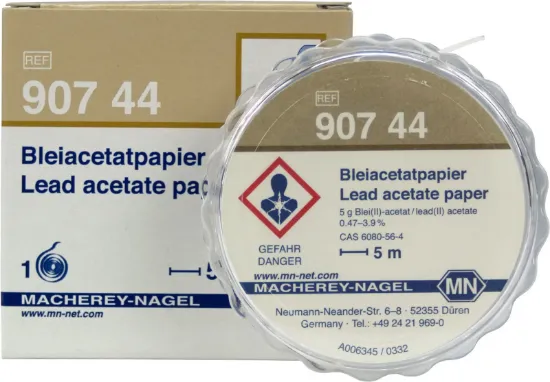 Papel de acetato de plomo cualitativo para sulfuro: 5 mg / L S²⁻ rollo x 5 mts.
