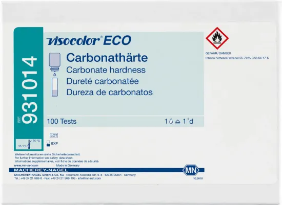Kit de prueba titrimétrica VISOCOLOR ECO Dureza de carbonatos x 100u.