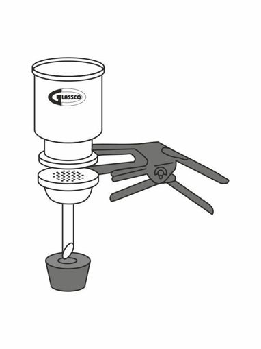 Portafiltros con soporte de vidrio y tapón de goma perforado kitasato