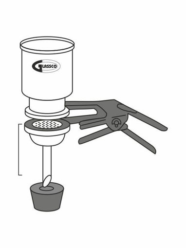 Portafiltros con soporte de vidrio (borde de teflon) y tapón de goma perforado kitasato