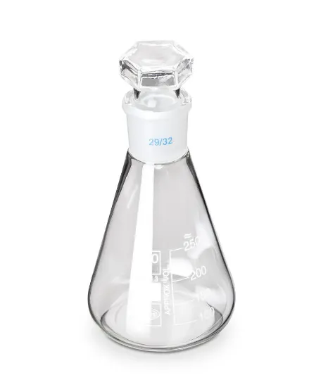 Erlenmeyer graduado con tapa de vidrio