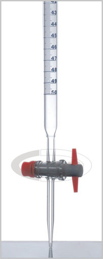 Bureta recta graduada con robinete de PTFE y certificado individual