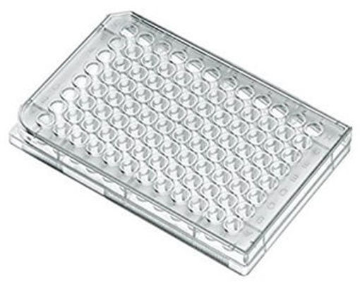 Placa de 96 pocillos para cultivo celular esterilizada, superficie tratada para células adherentes, fondo plano x 1u.