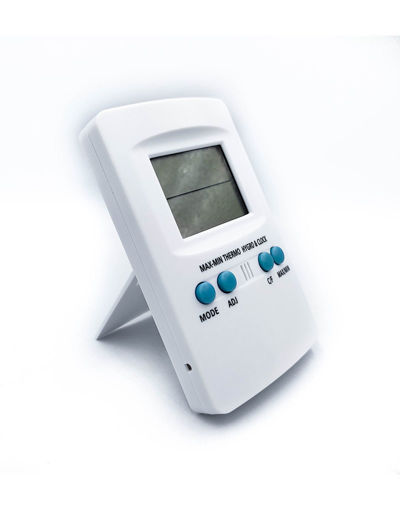 Termohigrómetro digital Máx/min, reloj, fecha y alarma. In -50°C a +70°C