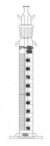 Probeta graduada para gas carbónico tipo "MAC" base vidrio x 100 ml con boca y cabezal esmerilado