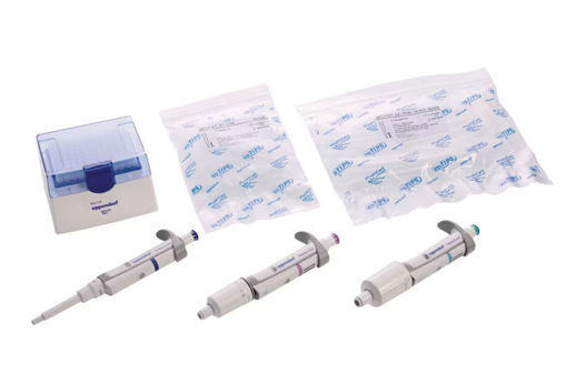 Kit de 3 pipetas Research Plus 100-100µL, 0.5-5mL y 1-10mL con tips