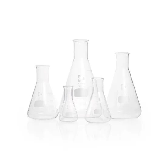 Erlenmeyer de boca lisa de vidrio
