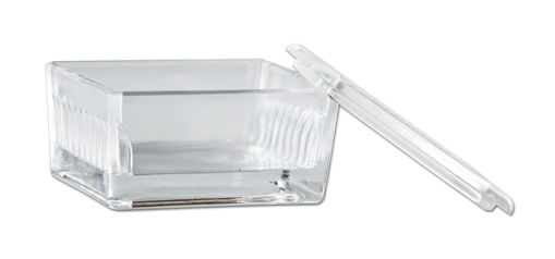 Coplin de Vidrio Horizontal Cuadrado con Tapa para 10 preparados