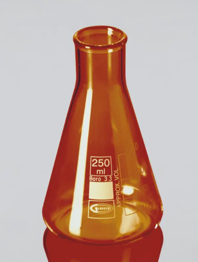 Erlenmeyer graduado caramelo boca angosta