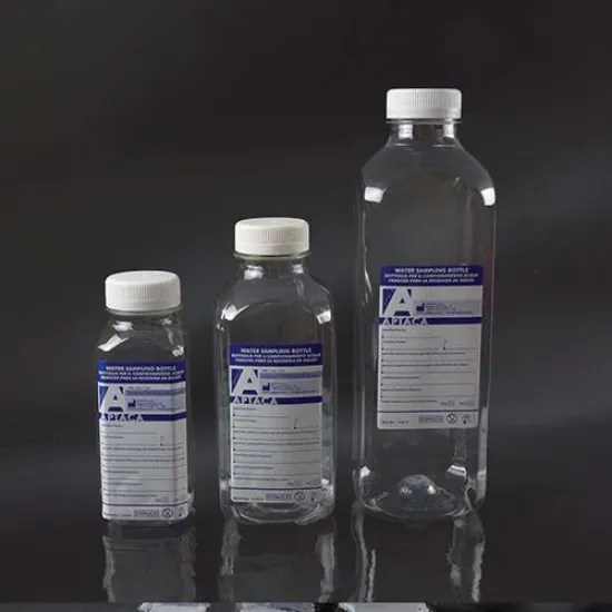 Botella cuadrada muestreo agua en PET estéril a granel