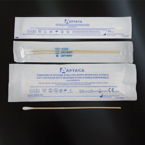 Hisopos de algodón y madera 150 mm estériles