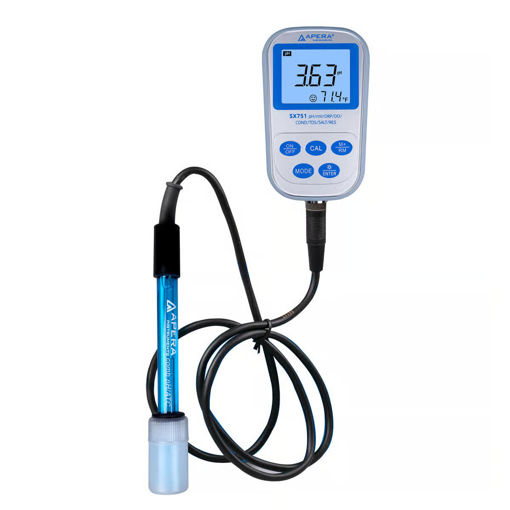 Medidor multiparámetro portátil de pH/EC/TDS/Salinidad/Oxigeno Disuelto/ORP/ Resistividad y Temperatura SX751