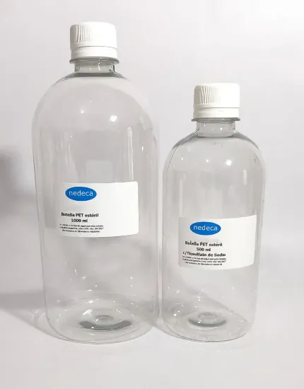 Botellas PET estériles tapa inviolable x 10u.