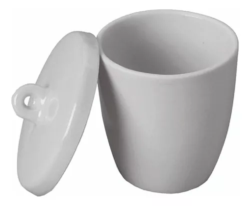 Crisol de porcelana forma alta de 30 ml con tapa