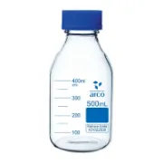 Botella de vidrio borosilicato con tapa a rosca azul