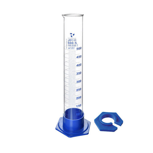 Probeta de vidrio borosilicato graduada Clase A base plástica 