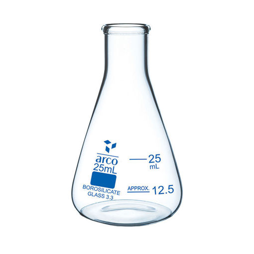 Erlenmeyer de vidrio borosilicato con boca estrecha