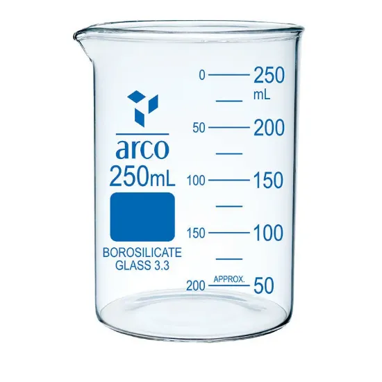 Vaso de precipitado de vidrio borosilicato forma baja graduado