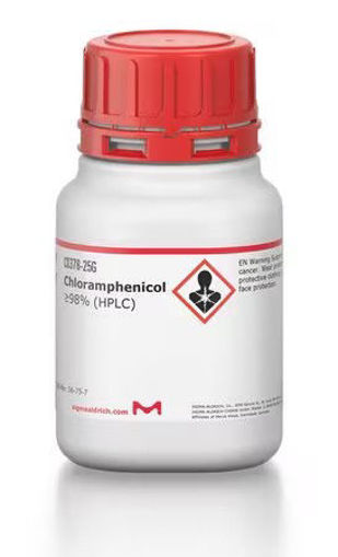 Cloranfenicol Antibiótico  de origen sintético ≥98% (HPLC) x 25 g.