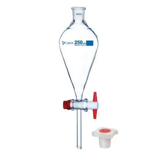 Embudo de vidrio separador tipo Squibb robinete de PTFE