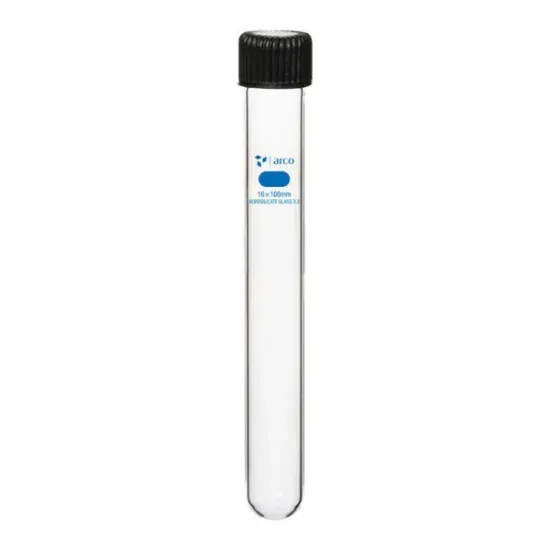 Tubos de ensayo de vidrio autoclavables t/rosca con inserto de PTFE x 10u