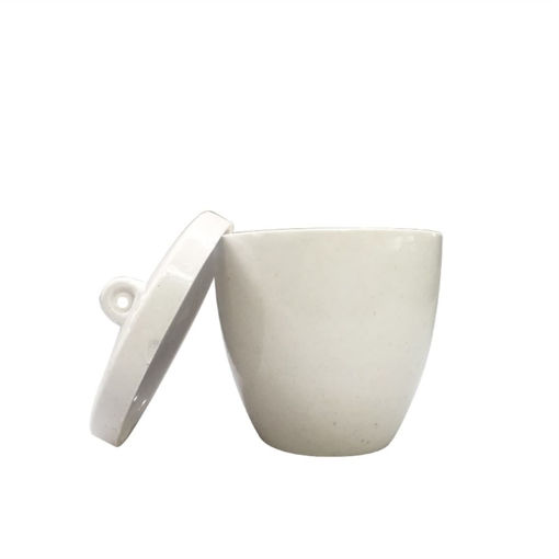 Crisol de porcelana forma alta con tapa