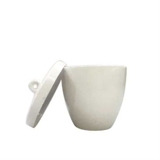 Crisol de porcelana forma alta con tapa