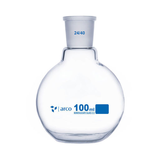 Matraz de vidrio base plana cuello esmerilado x 100 ml cuello 24/40