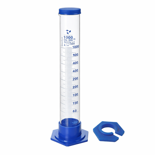 Probeta de vidrio graduada con tapa plástica x 1000 ml