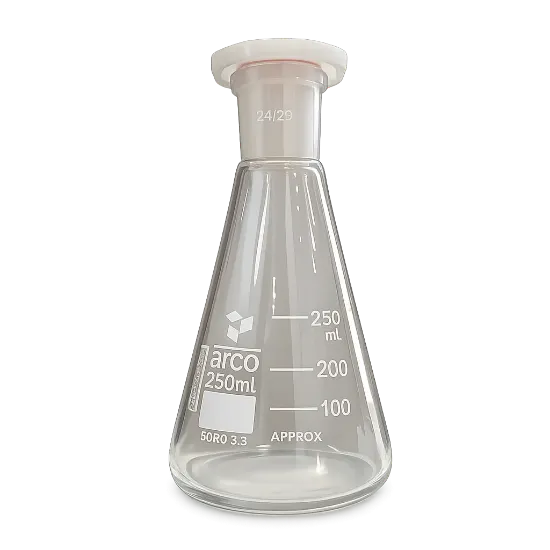 Erlenmeyer de vidrio con tapa plástica