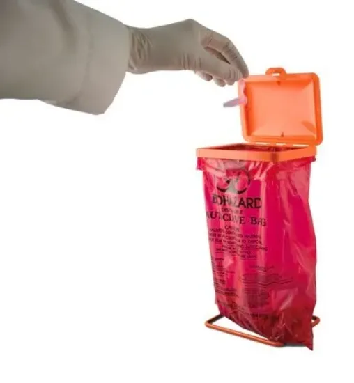 Soporte metálico con tapa para bolsa de decontaminación